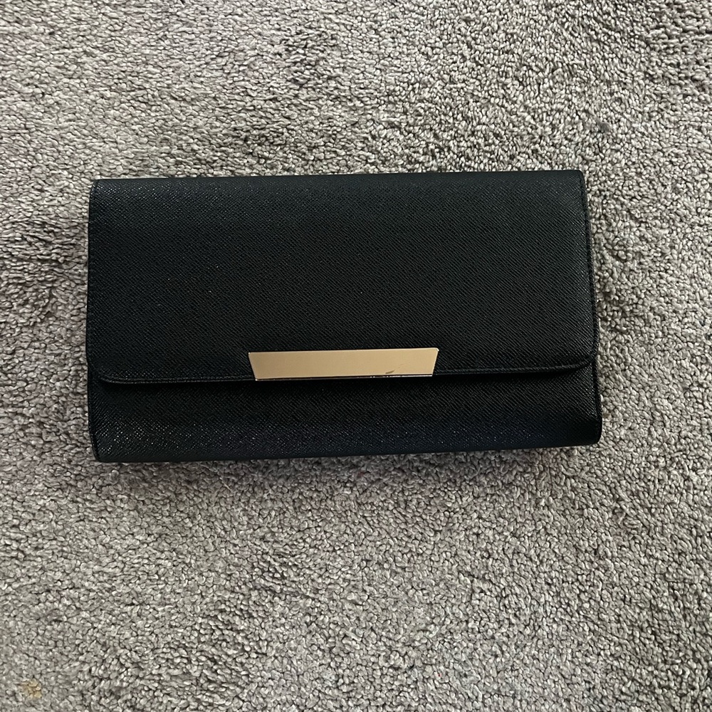 Black Clutch/ shoulder bag with gold link